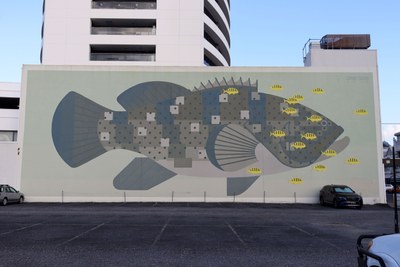 Malabar Grouper with Juvenile Golden Trevally