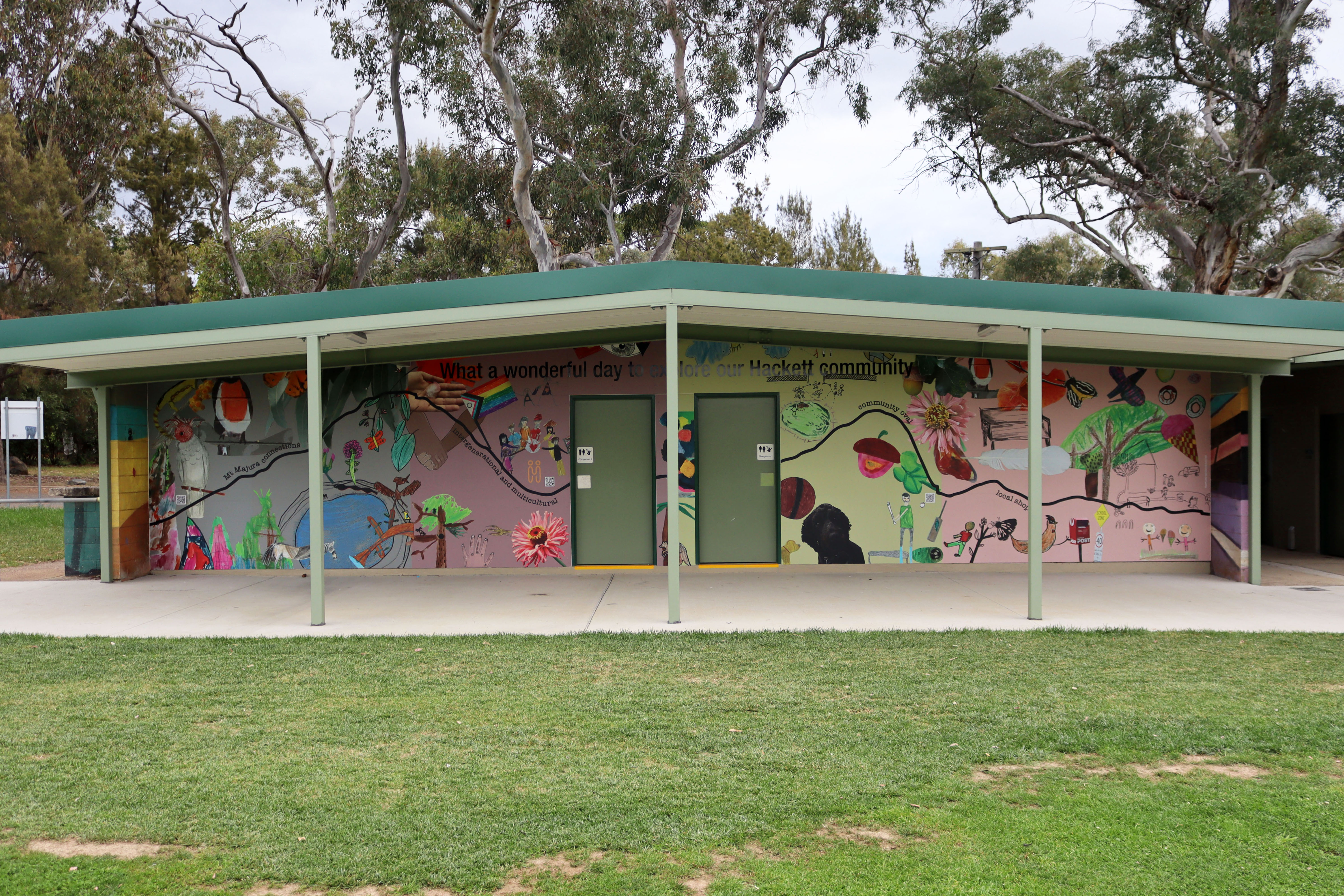 Hackett Community Mural by Blue Gum Community School | Street Art NSW