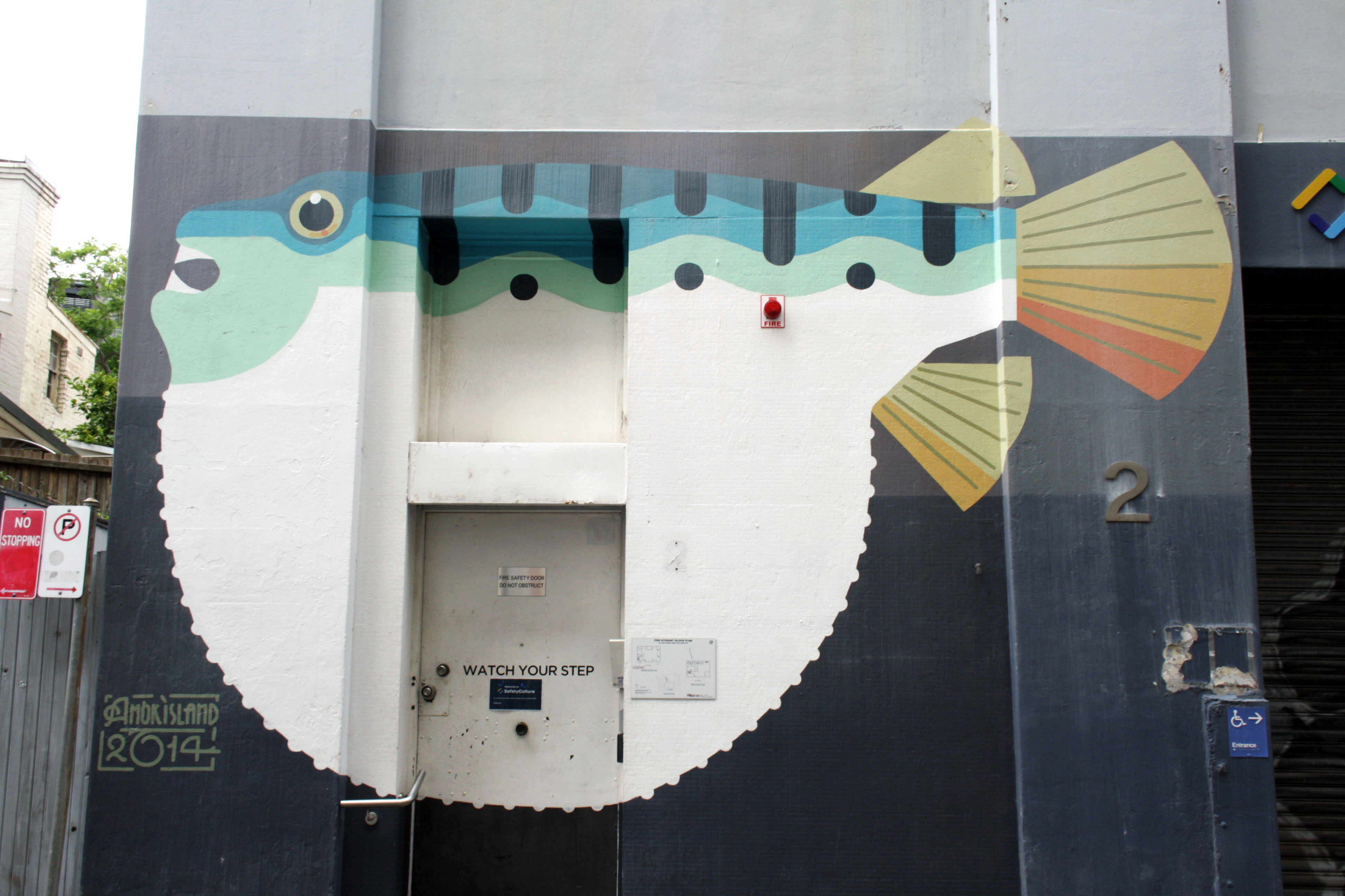Fugu/Pufferfish by Amok Island | Street Art NSW