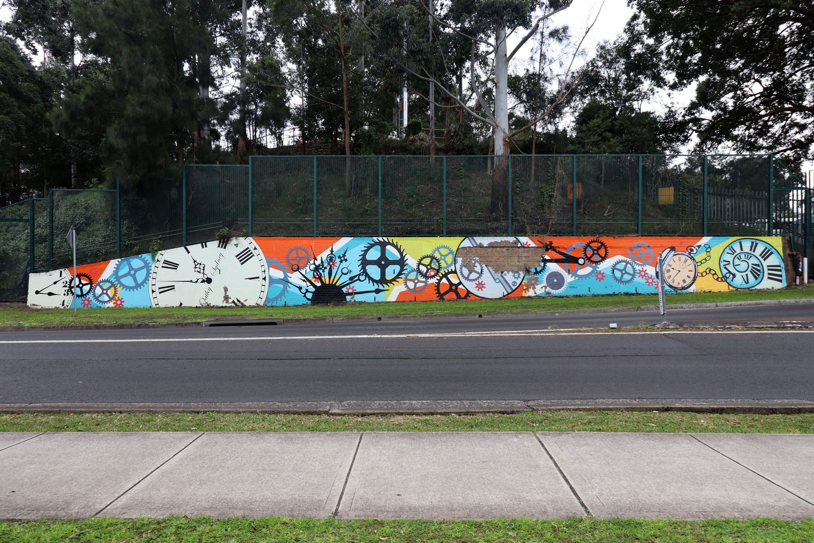 Oatley Clock Wall by Dylan Meres | Street Art NSW