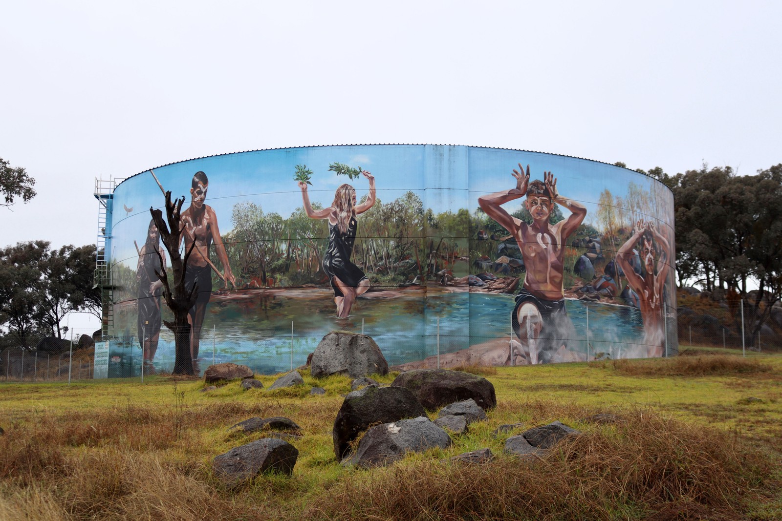 Cowra POW Water Tank Mural by Drapl | Street Art NSW