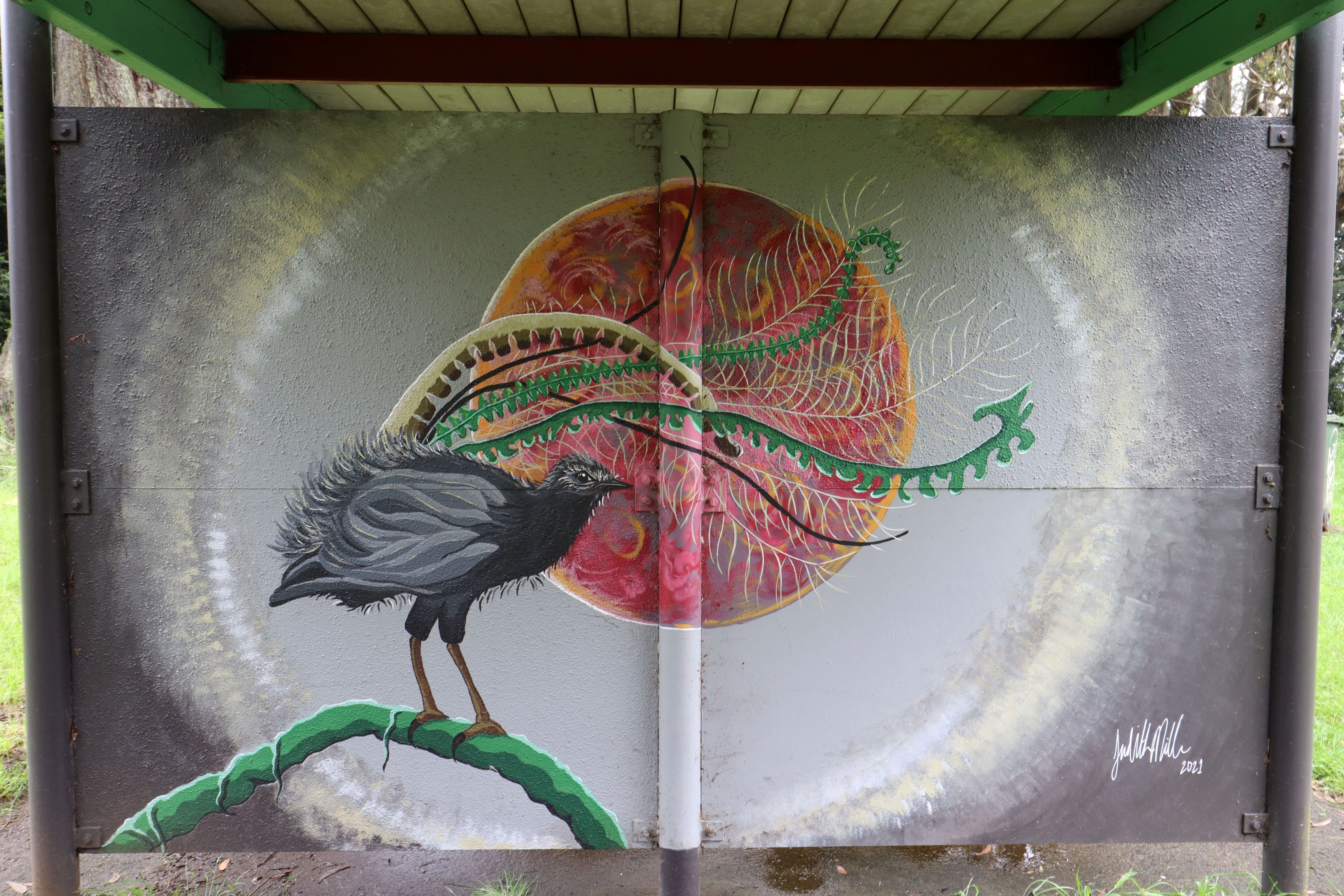 Lyrebird and Blood Moon