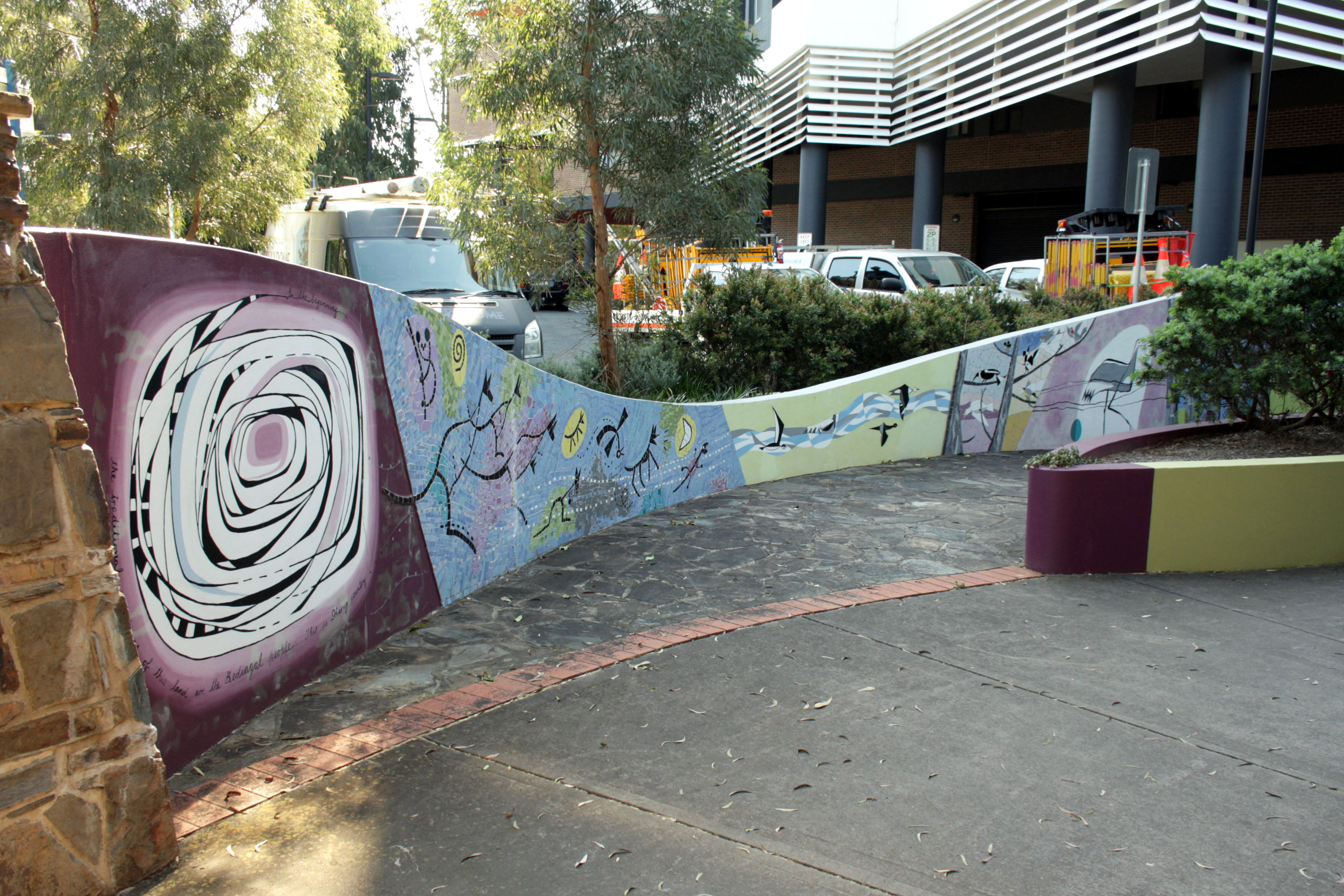Salt Pan Creek Wetlands Mural by Cynthia Turner | Street Art NSW