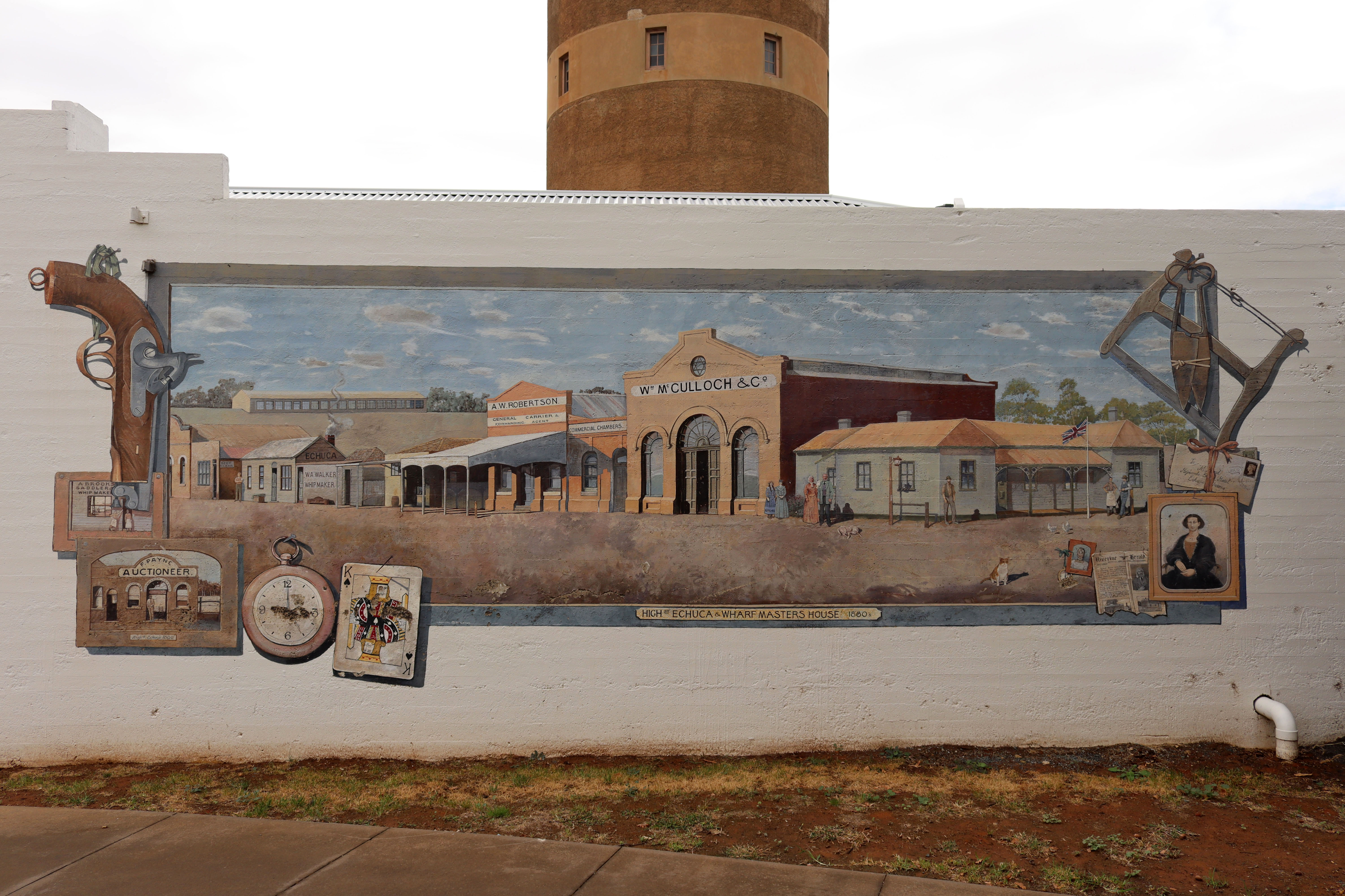 High Street Echuca & Wharf Masters House 1880s by John Stevens | Street Art NSW