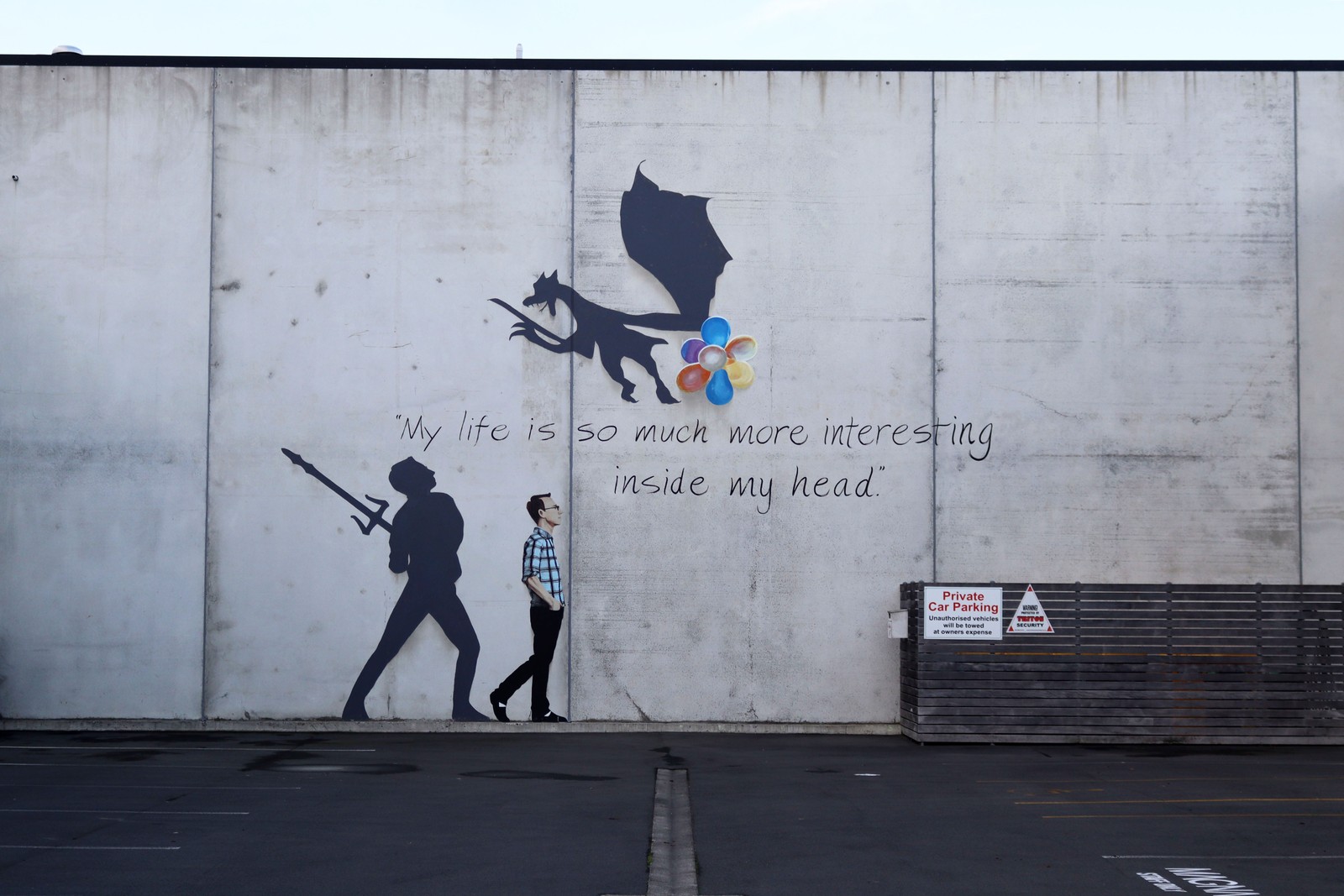 My life is so much more interesting inside my head by Richard 'Pops' Baker | Street Art NSW