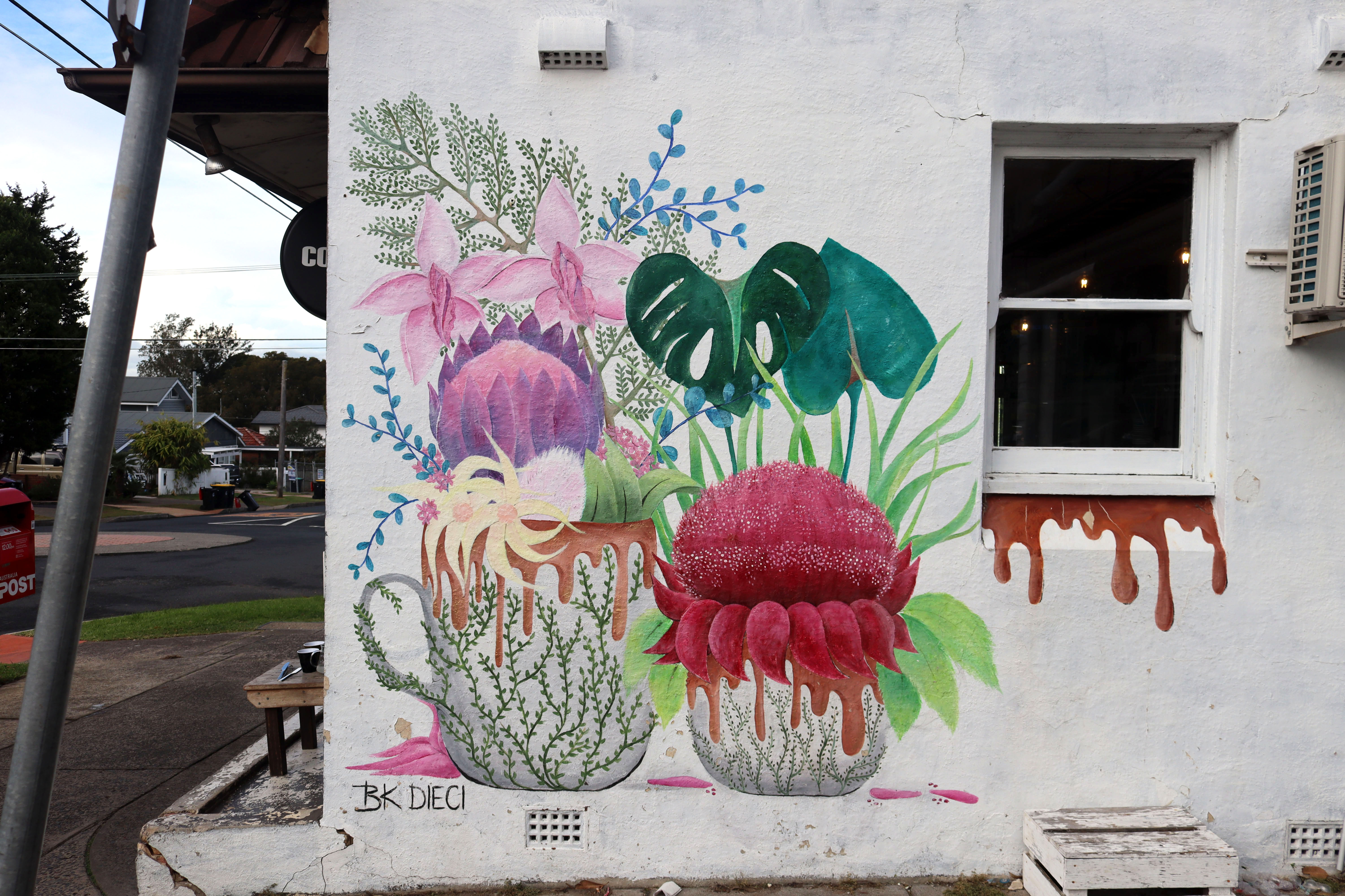 River Wolf XO x Drip Cafe Mural by BK DIECI | Street Art NSW