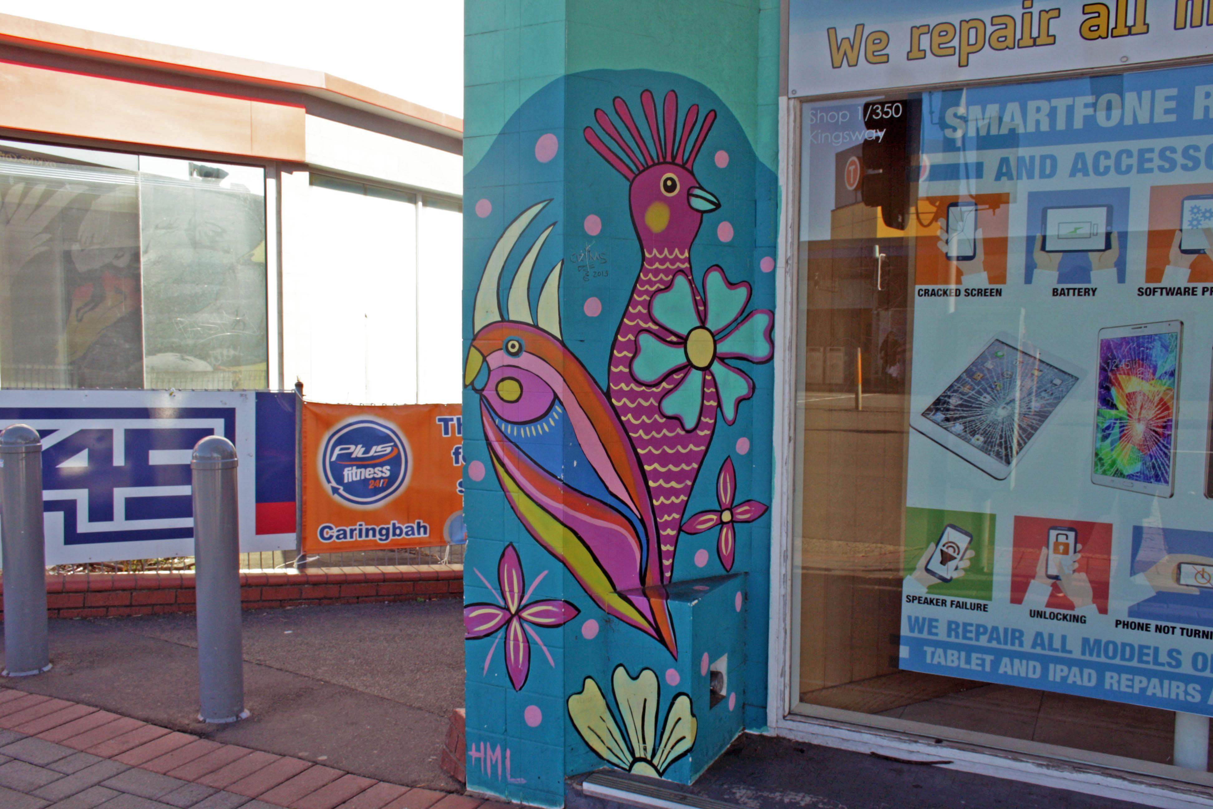Birdies on the Kingsway by Hayley Mischief Lord | Street Art NSW