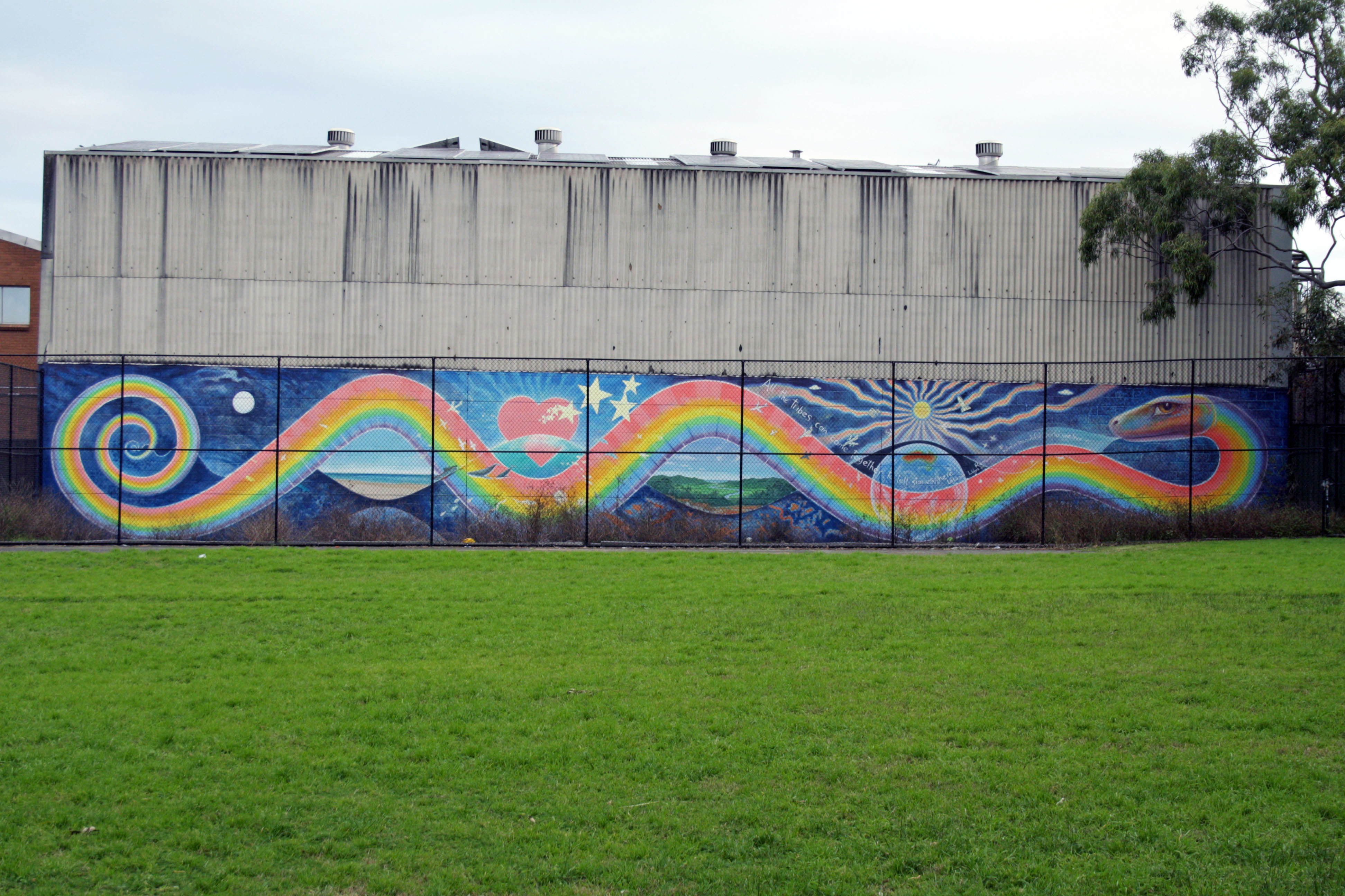 Marrickville Public School Rainbow Serpent by Robin Martin | Street Art NSW