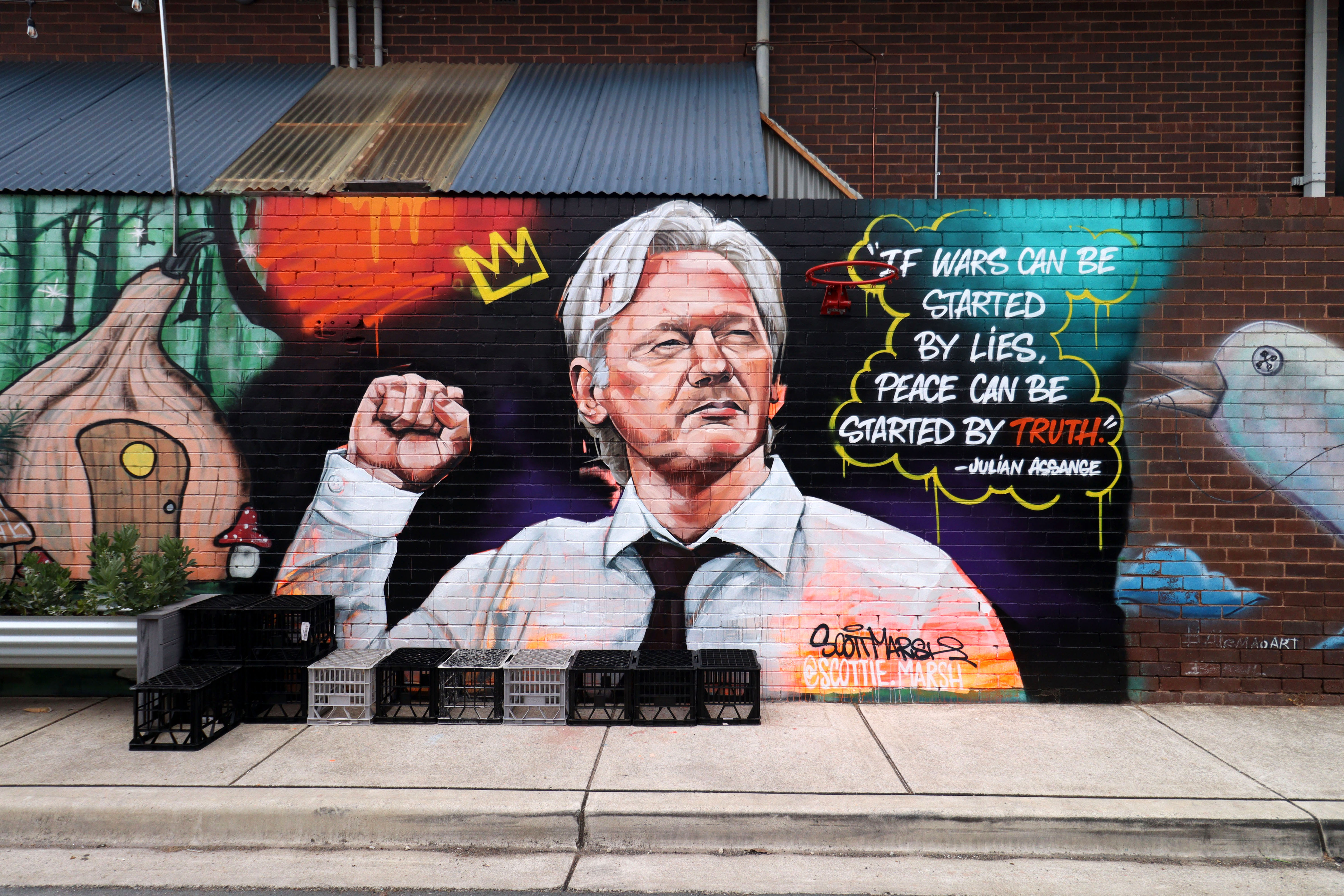 Julian Assange by Scott Marsh | Street Art NSW