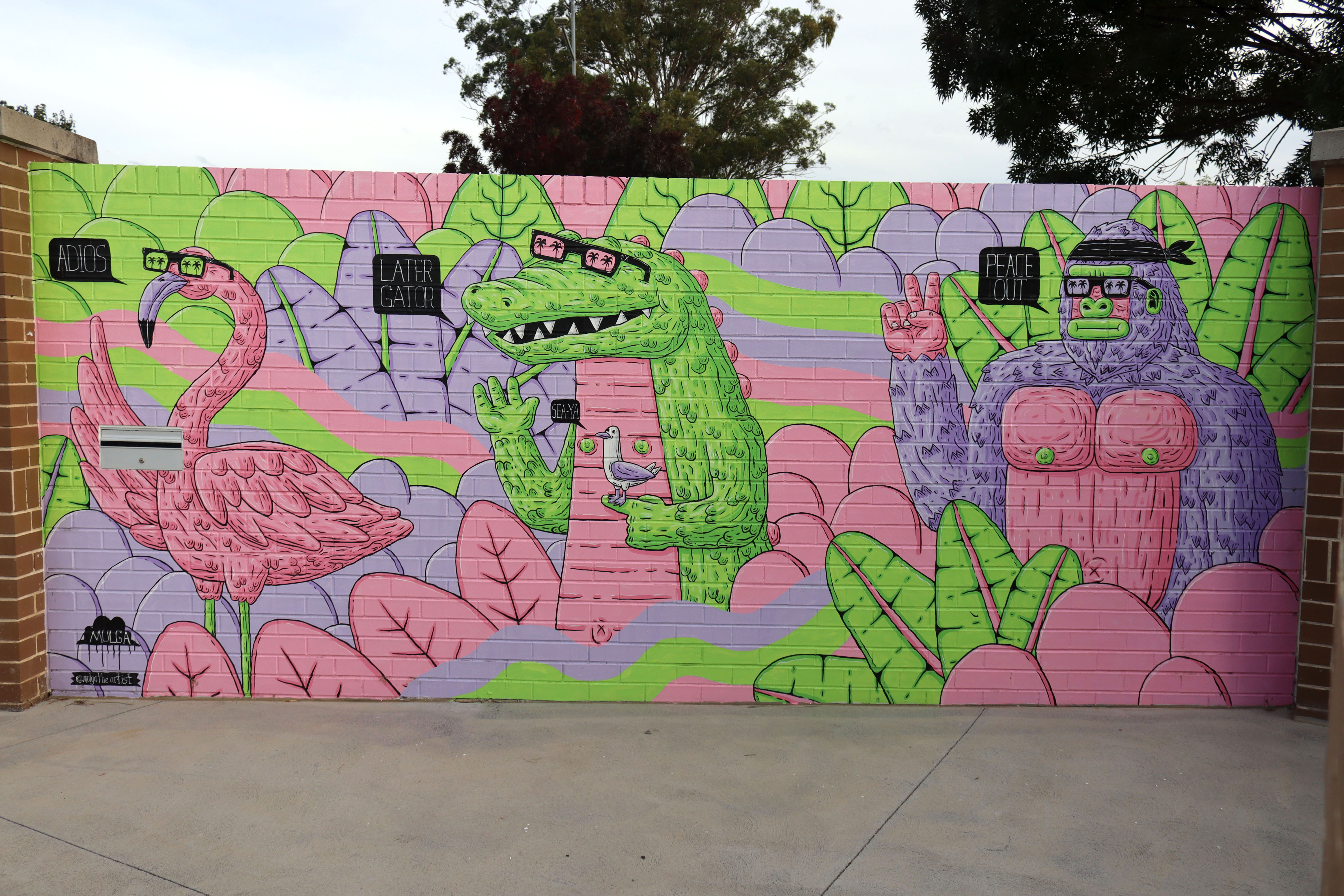 Adios/Later Gator/Peace Out by Mulga | Street Art NSW