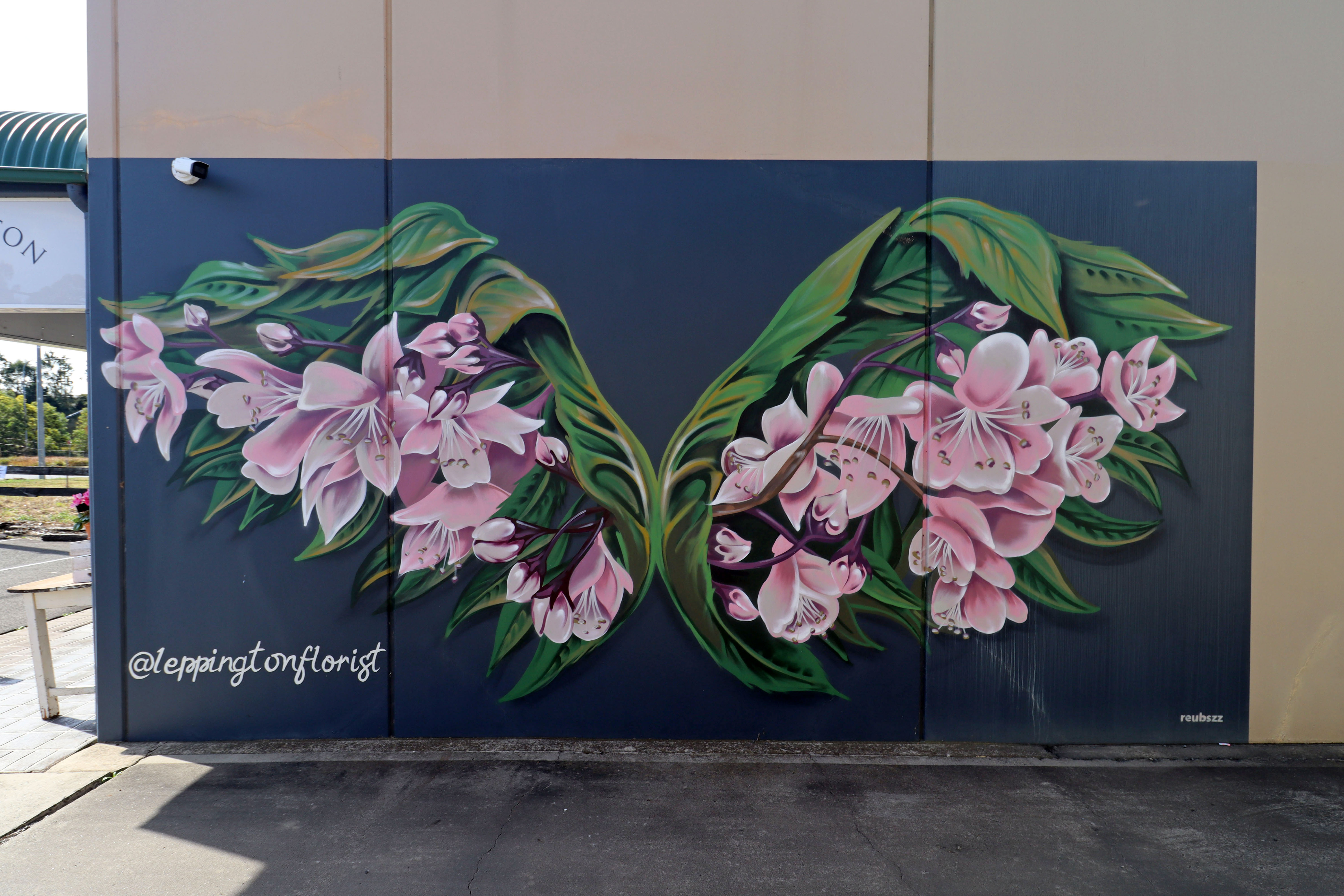 Floral Angel Wings by Reubszz | Street Art NSW