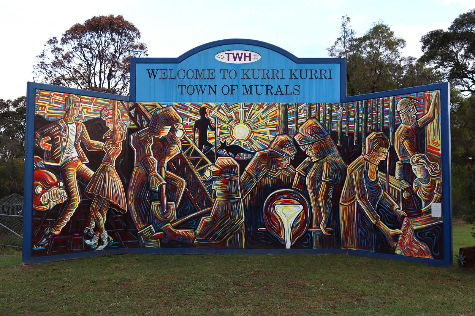Kurri Kurri Town Entry Mural by Peter Sesselmann | Street Art NSW