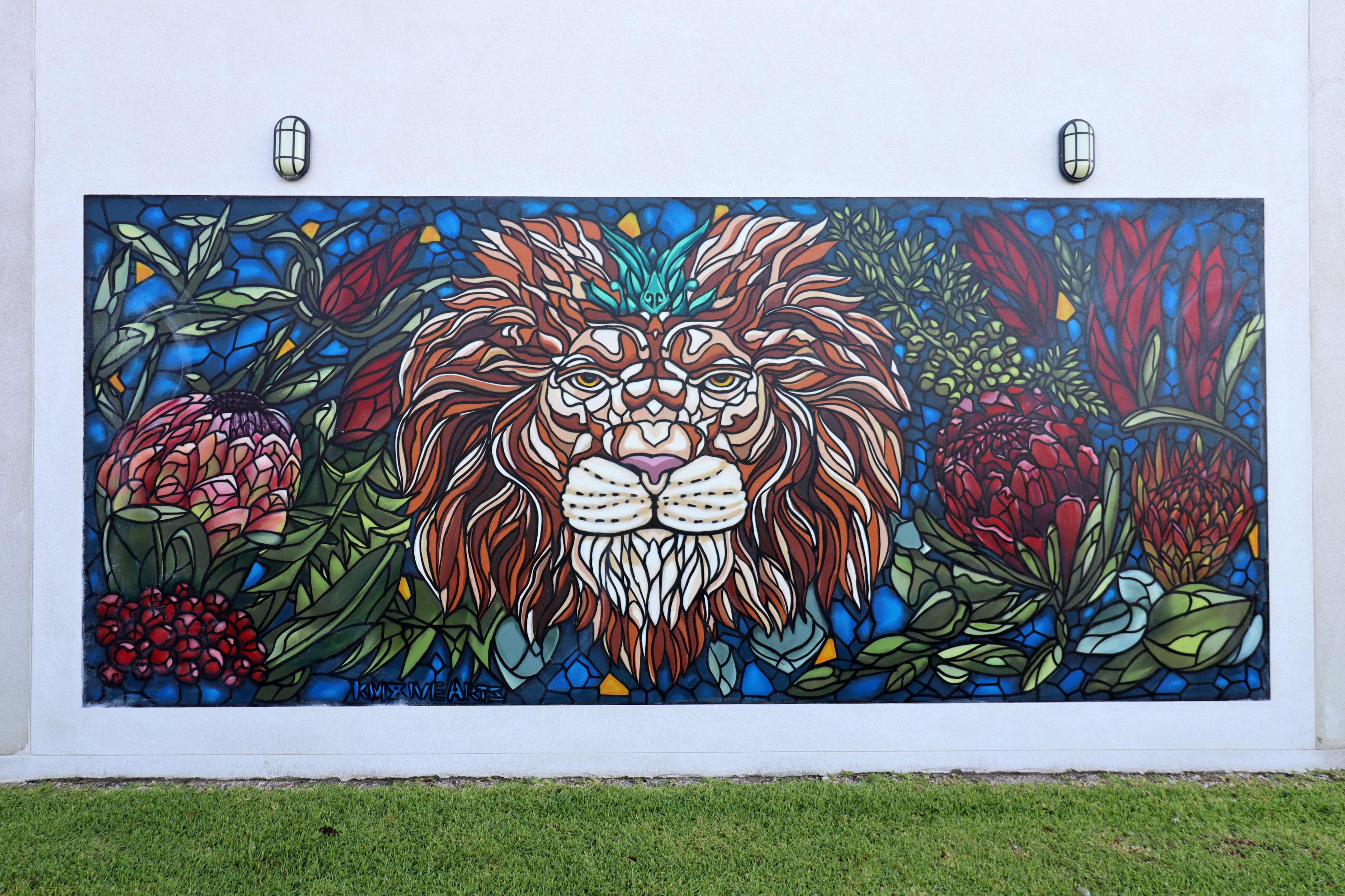 Lion With Australian Natives by KM8IVE Arts | Street Art NSW