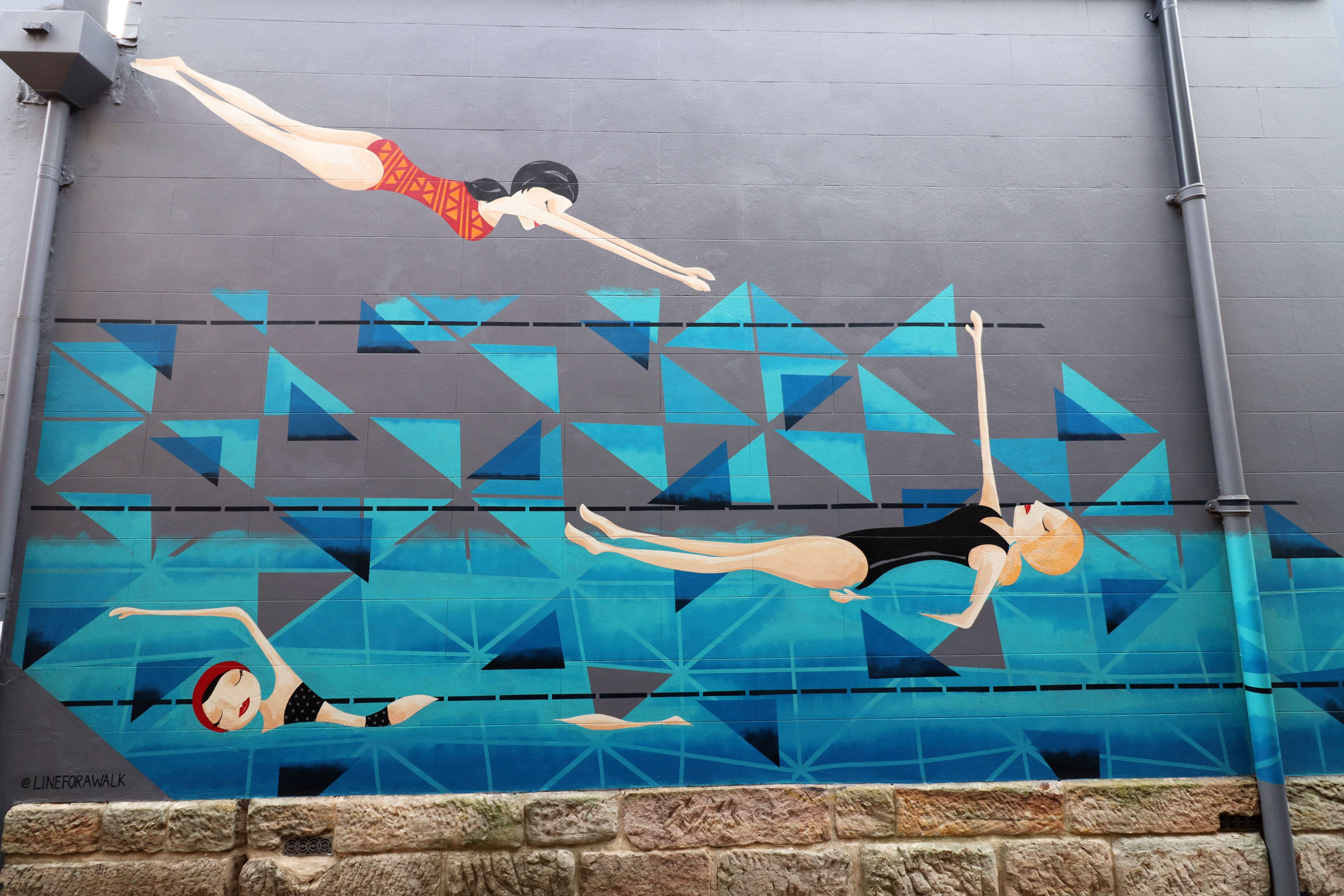 Dive in to Relax by Gill Cameron | Street Art NSW