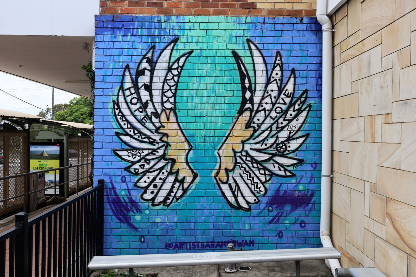 Hope Love Wings by Sarah Rowan | Street Art NSW