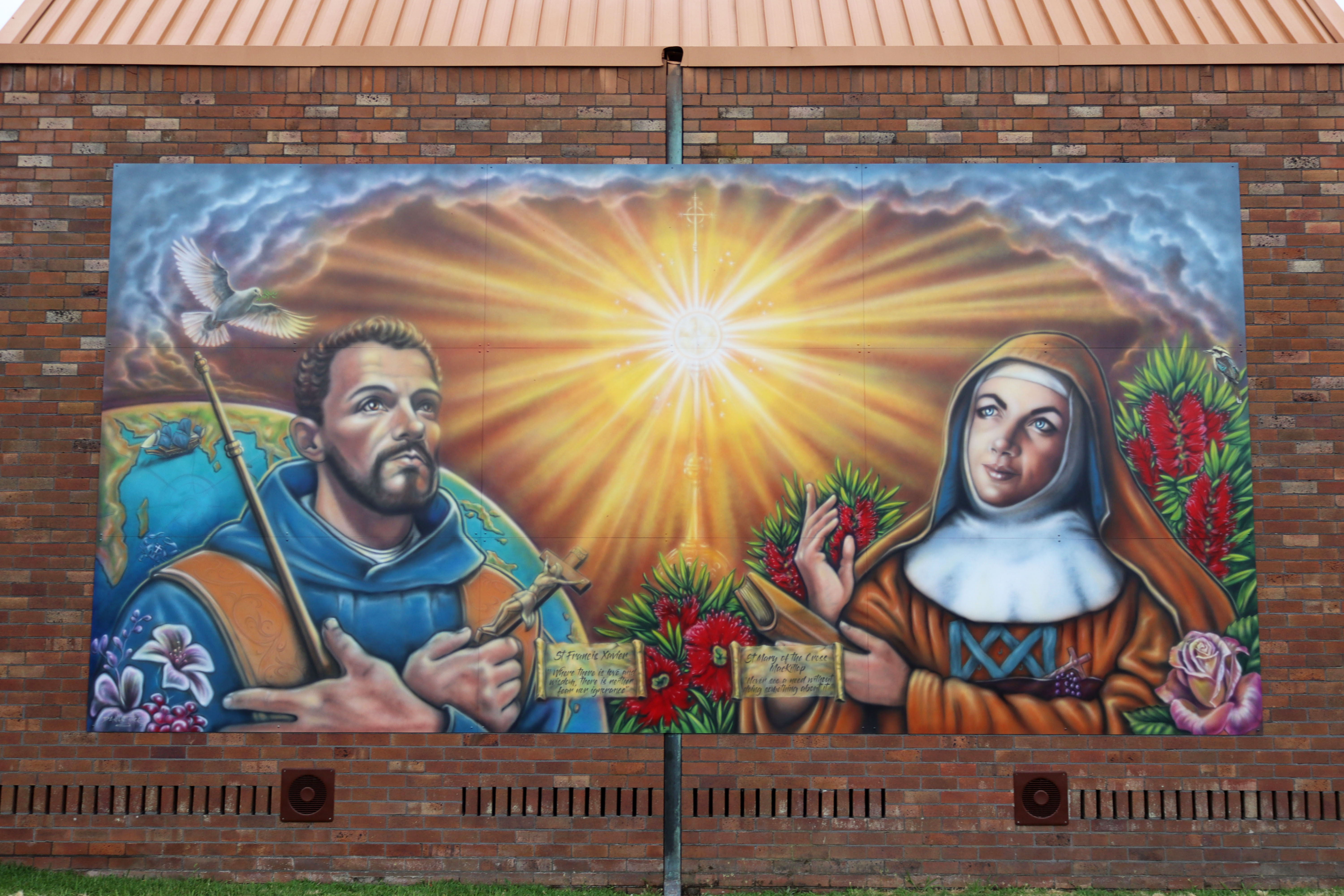 St Francis Xavier/St Mary of the Cross MacKillop by Daniel Joyce | Street Art NSW