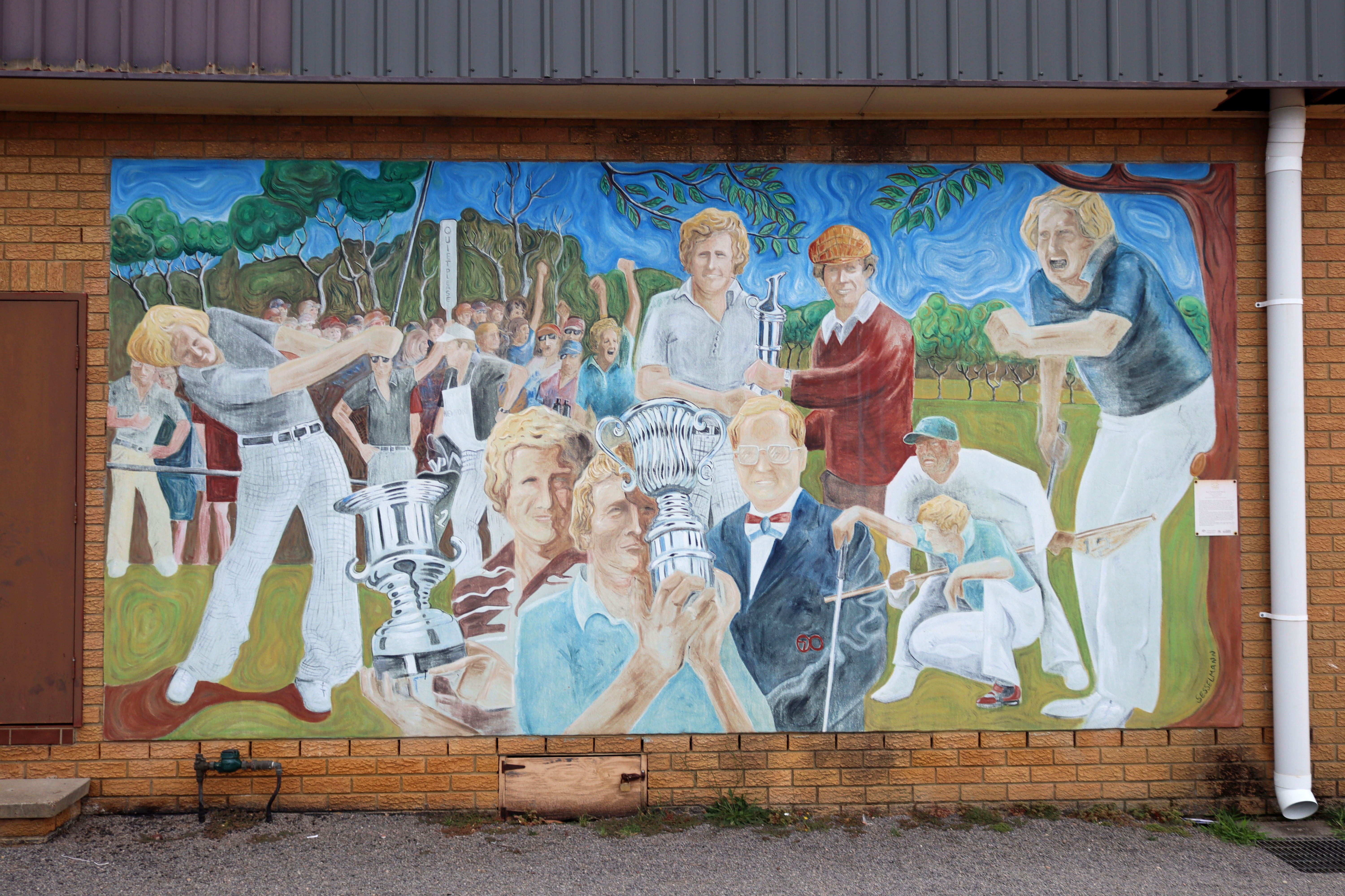 Jack Newton Golf Mural by Peter Sesselmann | Street Art NSW
