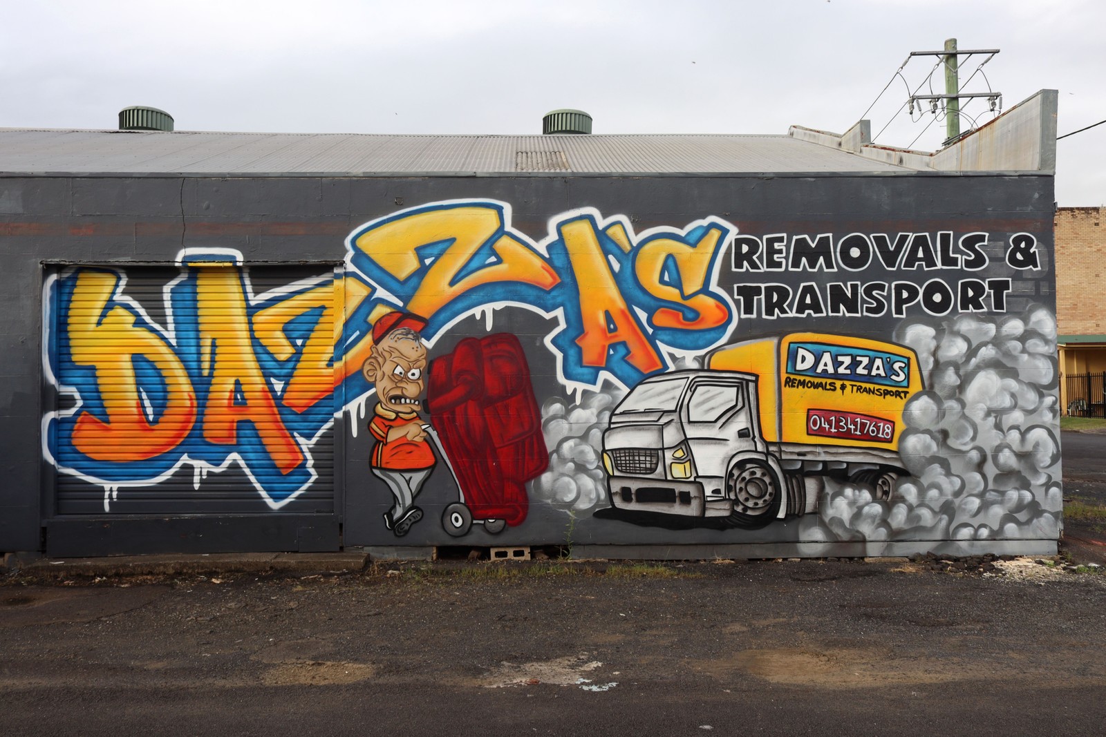 Dazza's Removals & Transport by Corey Mills | Street Art NSW